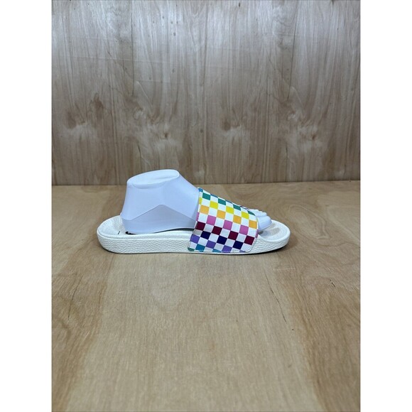 Vans Range Slides Wom 11 Multi Color Rainbow Check Flip flops - Picture 4 of 8